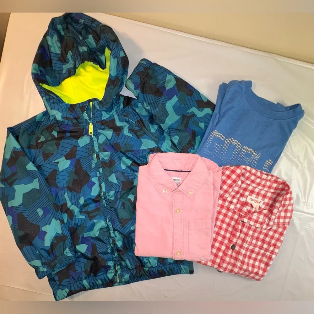 EUC/GUC Bundle: Lined Hooded Lightwgt Jacket, Long-Sleeve Tee, Button-Down Shirt
